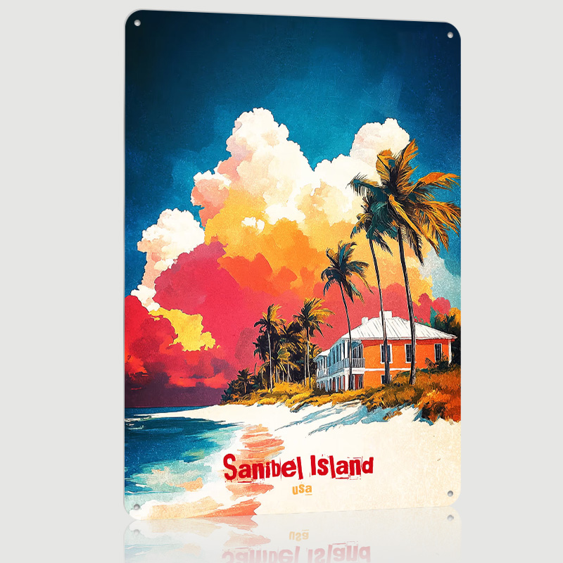 Retro Gaming Island - Sanibel Island Art Printed Poster Customized