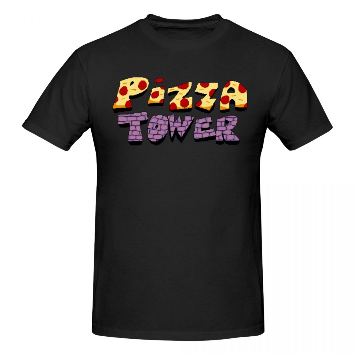 Retro Gaming T Shirts - Men Pizza Tower Game Logo T