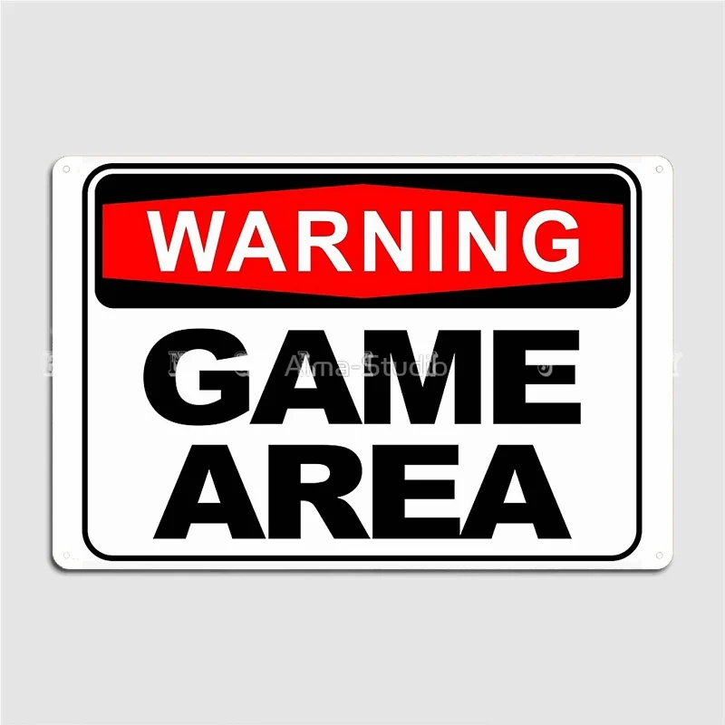 Retro Gaming Zone - WARNING GAME AREA Retro Metal Tin