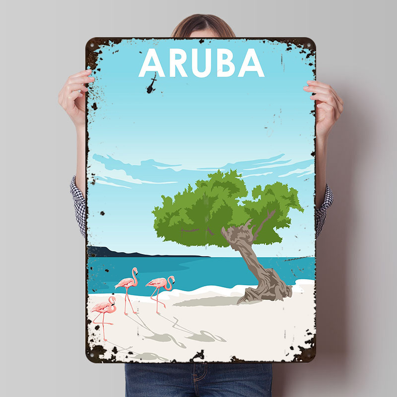 Retro Gaming Island - Aruba Island Travel Printed Poster Customizable