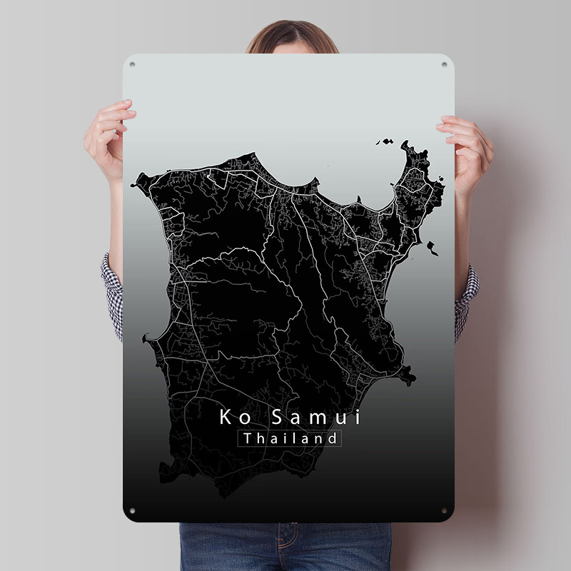 Retro Gaming Island - Ko Samui Island Map Printed Poster