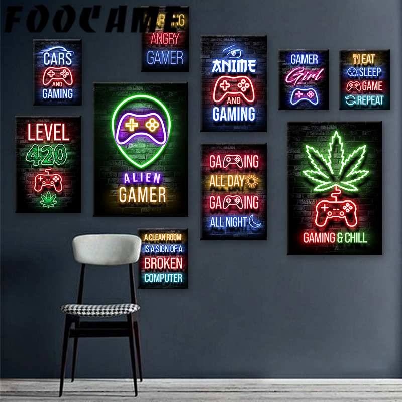 Neon Gamepad Game Zone Poster  - Retro Gaming Zone recensie en prijs
