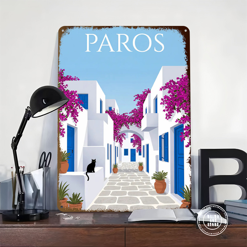 Paros Greek Island Tin Poster  - Retro Gaming Island recensie en prijs