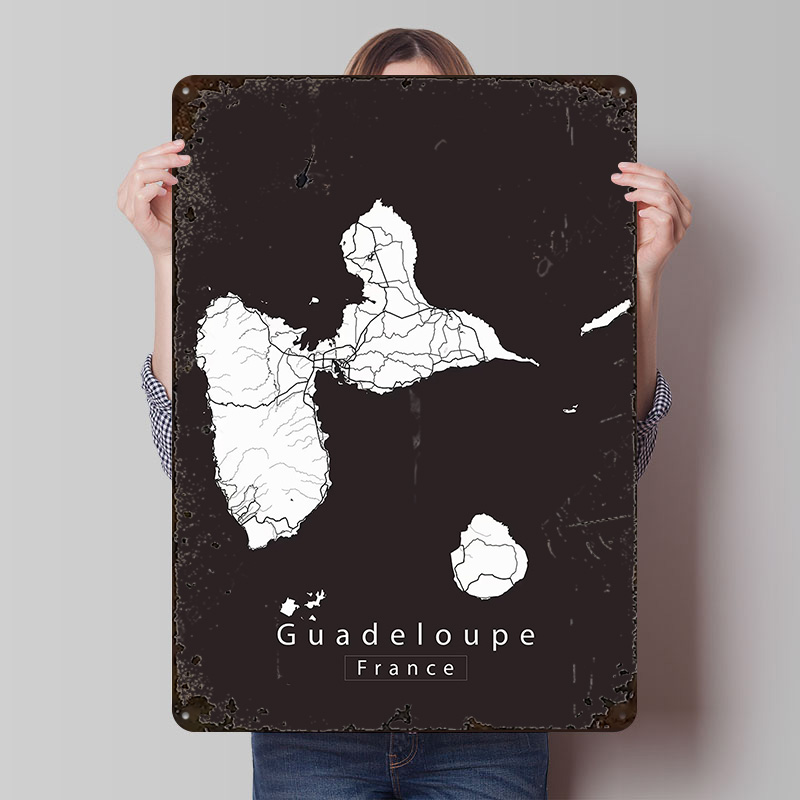 Guadeloupe Island Map Tinplate - Retro Gaming Island recensie en prijs