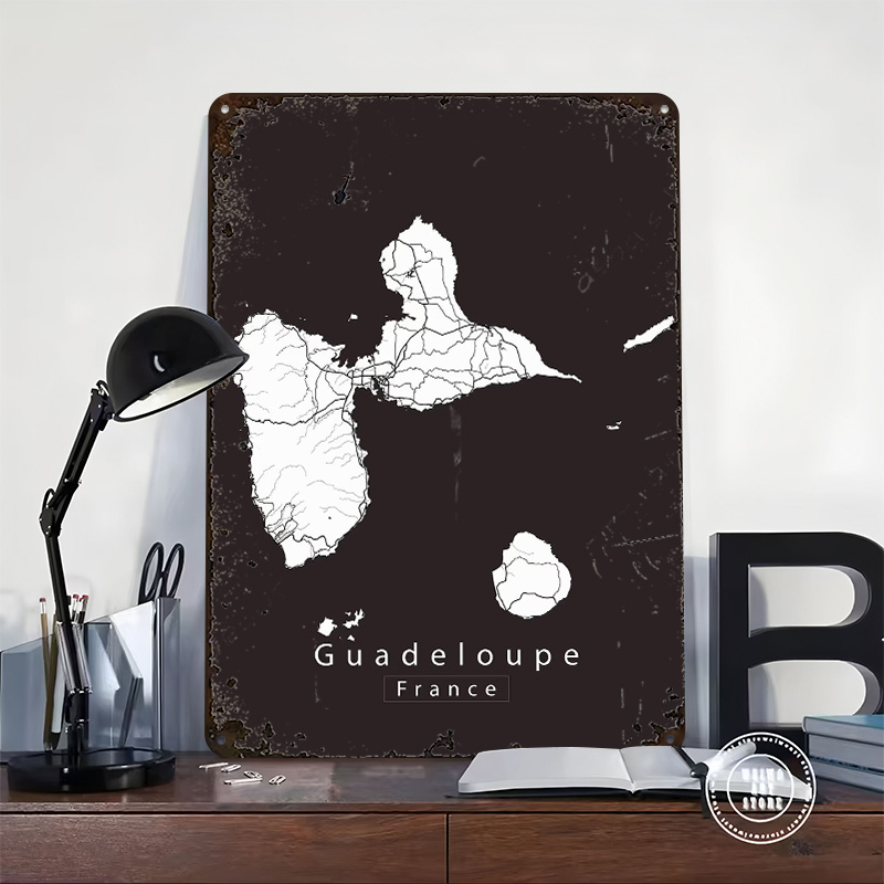 Guadeloupe Island Map Tinplate - Retro Gaming Island recensie en prijs