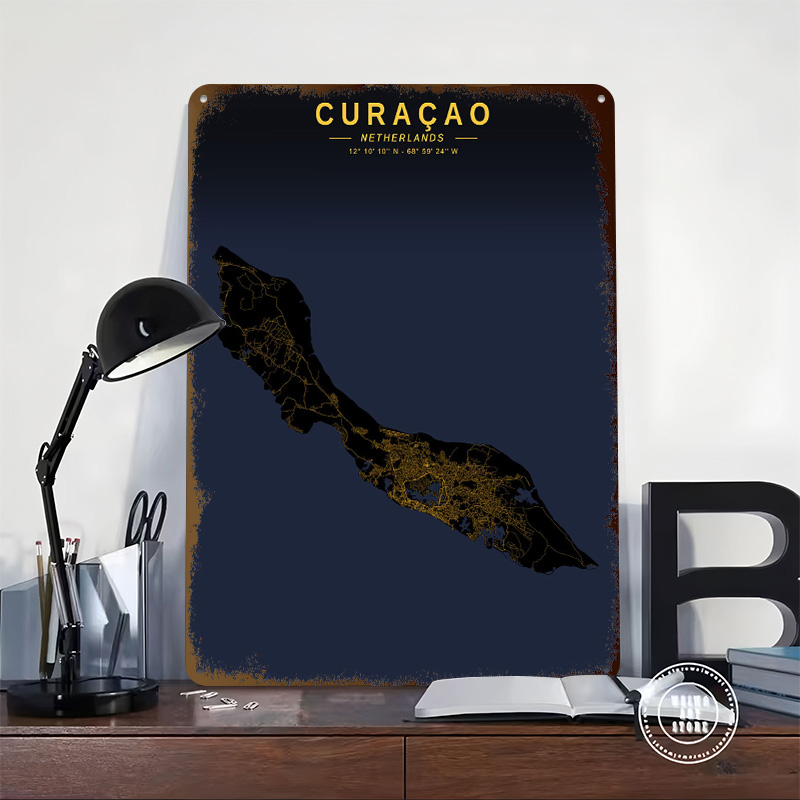 Cura??ao Island Map Tinplate P - Retro Gaming Island recensie en prijs