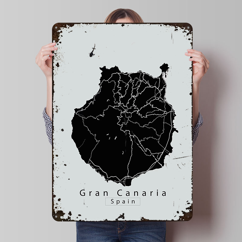 Gran Canaria Island Map Metal  - Retro Gaming Island recensie en prijs