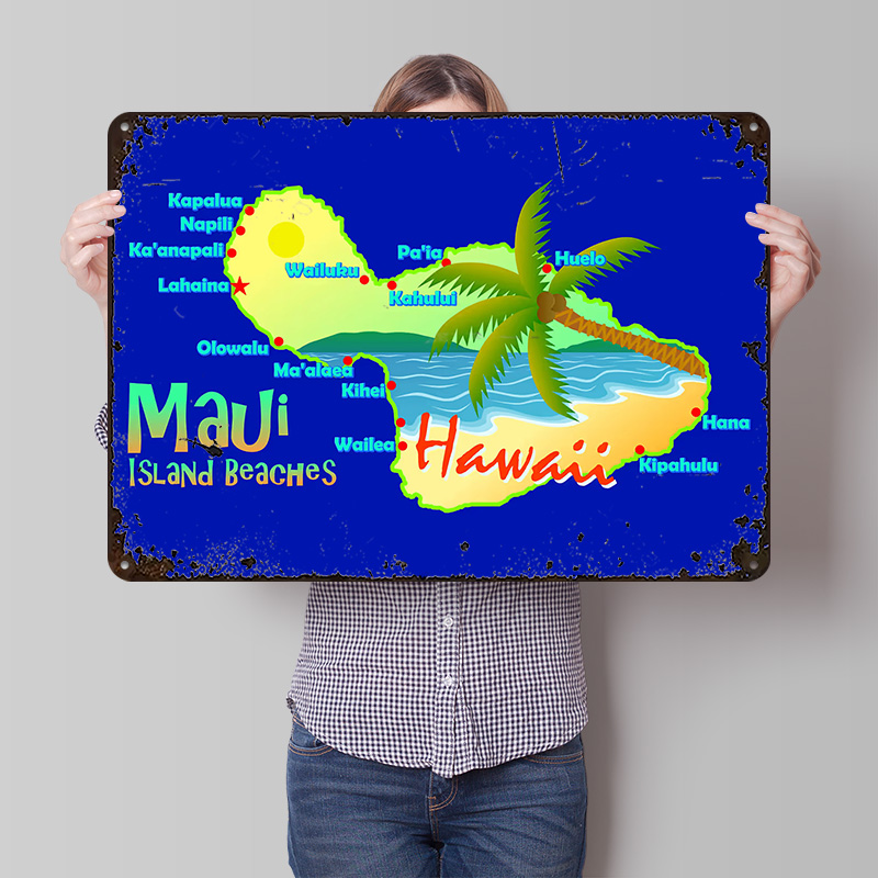 Maui Hawaii Island Beaches Map - Retro Gaming Island recensie en prijs