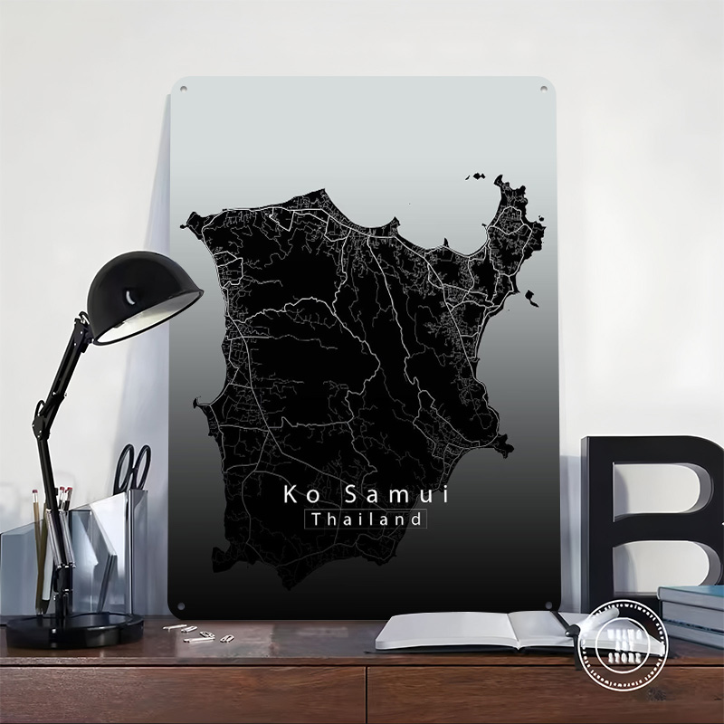 Ko Samui Island Map Printed Po - Retro Gaming Island recensie en prijs